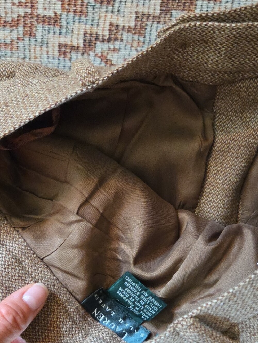 Lauren Ralph Lauren Pleated High-Rise Vintage Trousers in Brown Tweed - Picture 8 of 9